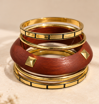 Geometric Statement Wooden Bangles