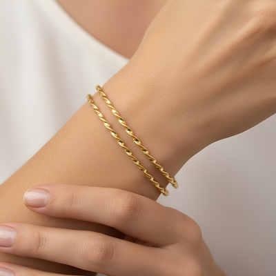 Gold Twisted Rope Bangle Set of 2