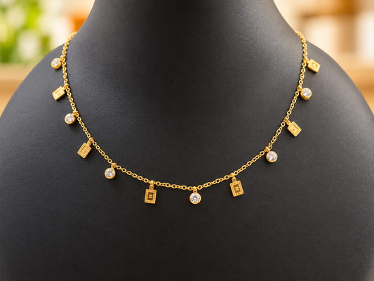 Chic Tag & Crystal Necklace