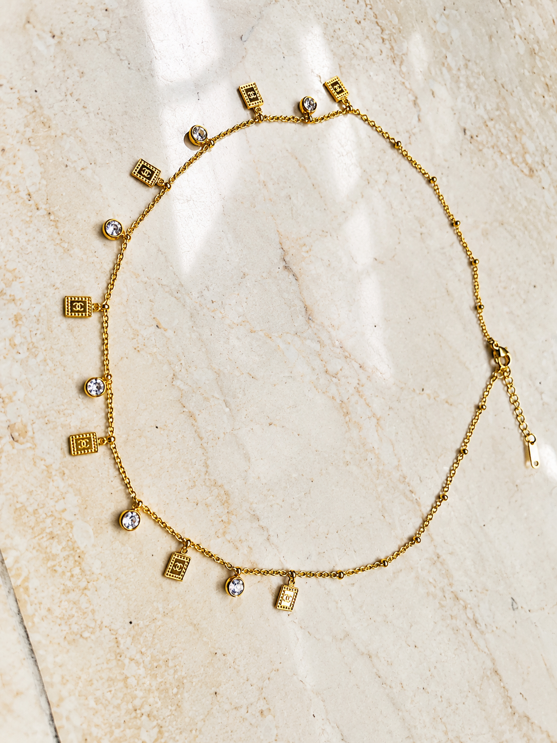 Chic Tag & Crystal Necklace