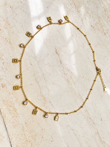 Chic Tag & Crystal Necklace