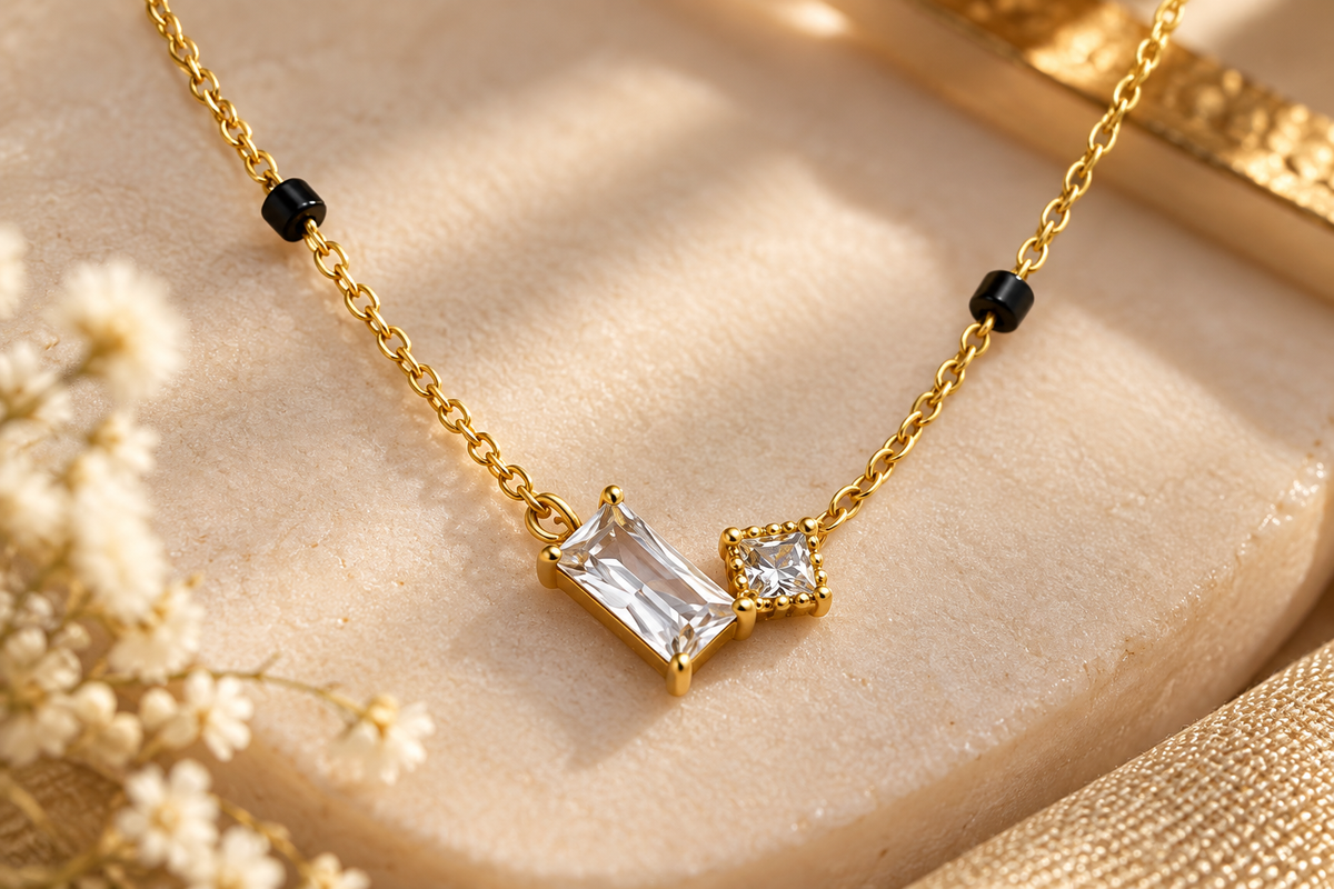 Geometric Duo Crystal Mangalsutra