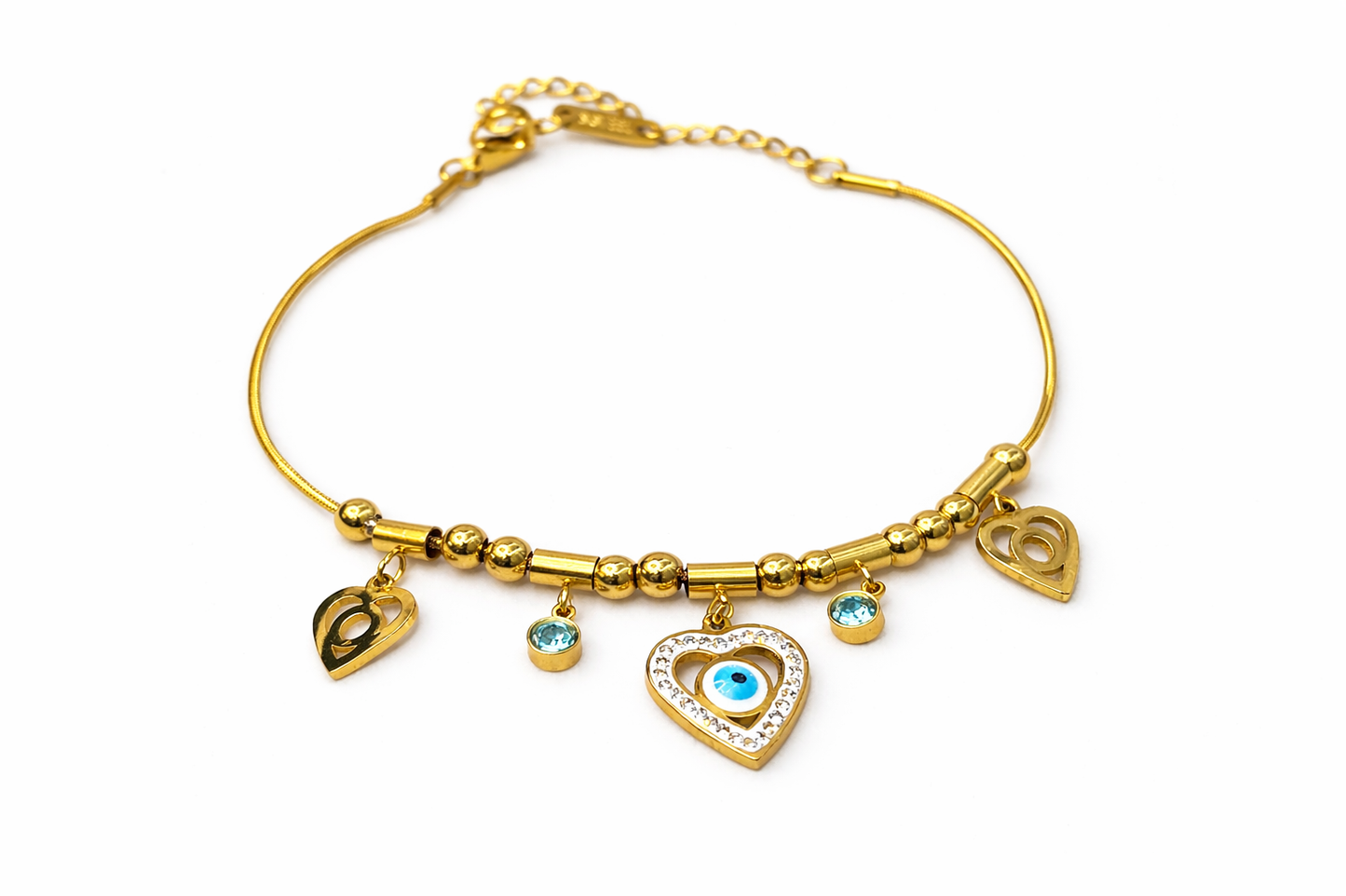 Evil Eye Heart Charm Bracelet
