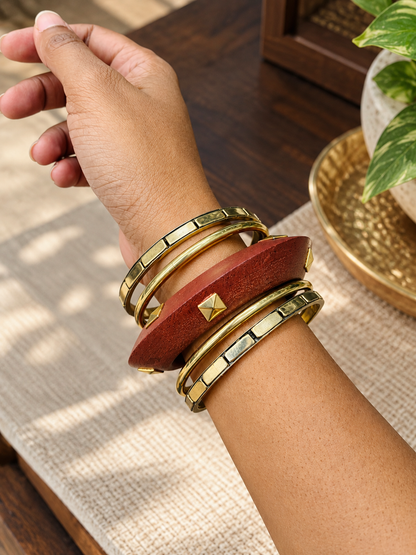 Geometric Statement Wooden Bangles