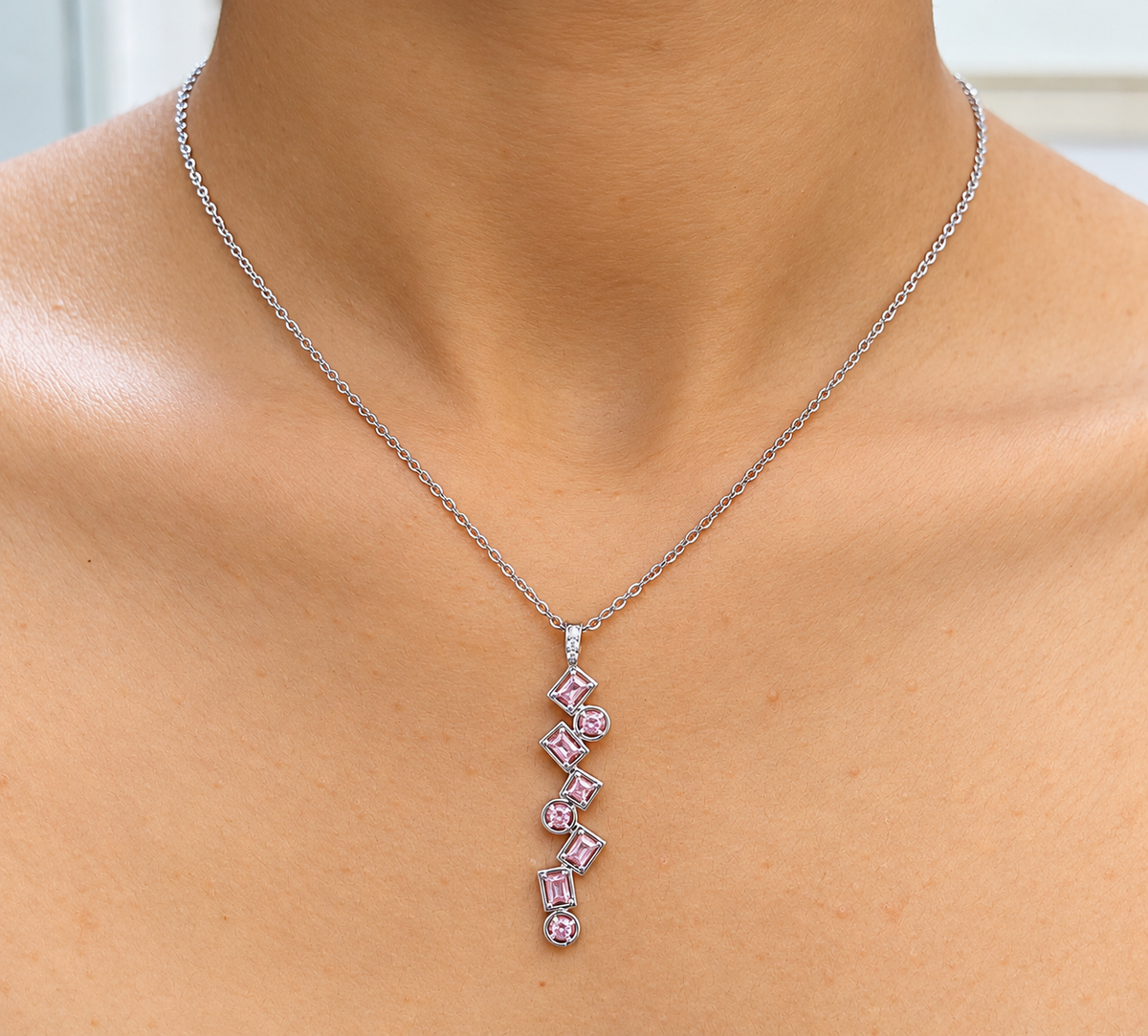Pink Crystal Drop Pendant