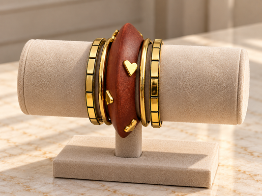 Heart Charm Bangle Set