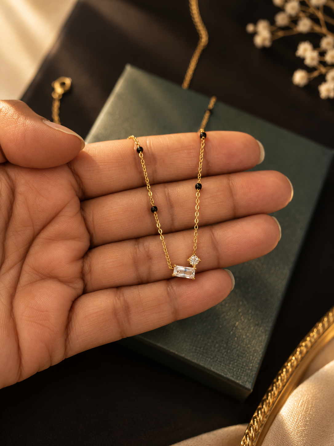 Geometric Duo Crystal Mangalsutra