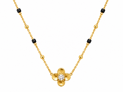 Floral Black Beads Mangalsutra