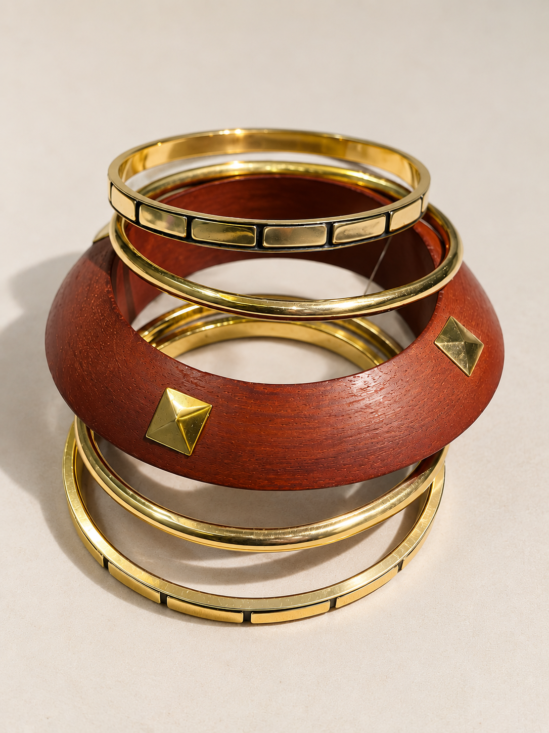 Geometric Statement Wooden Bangles