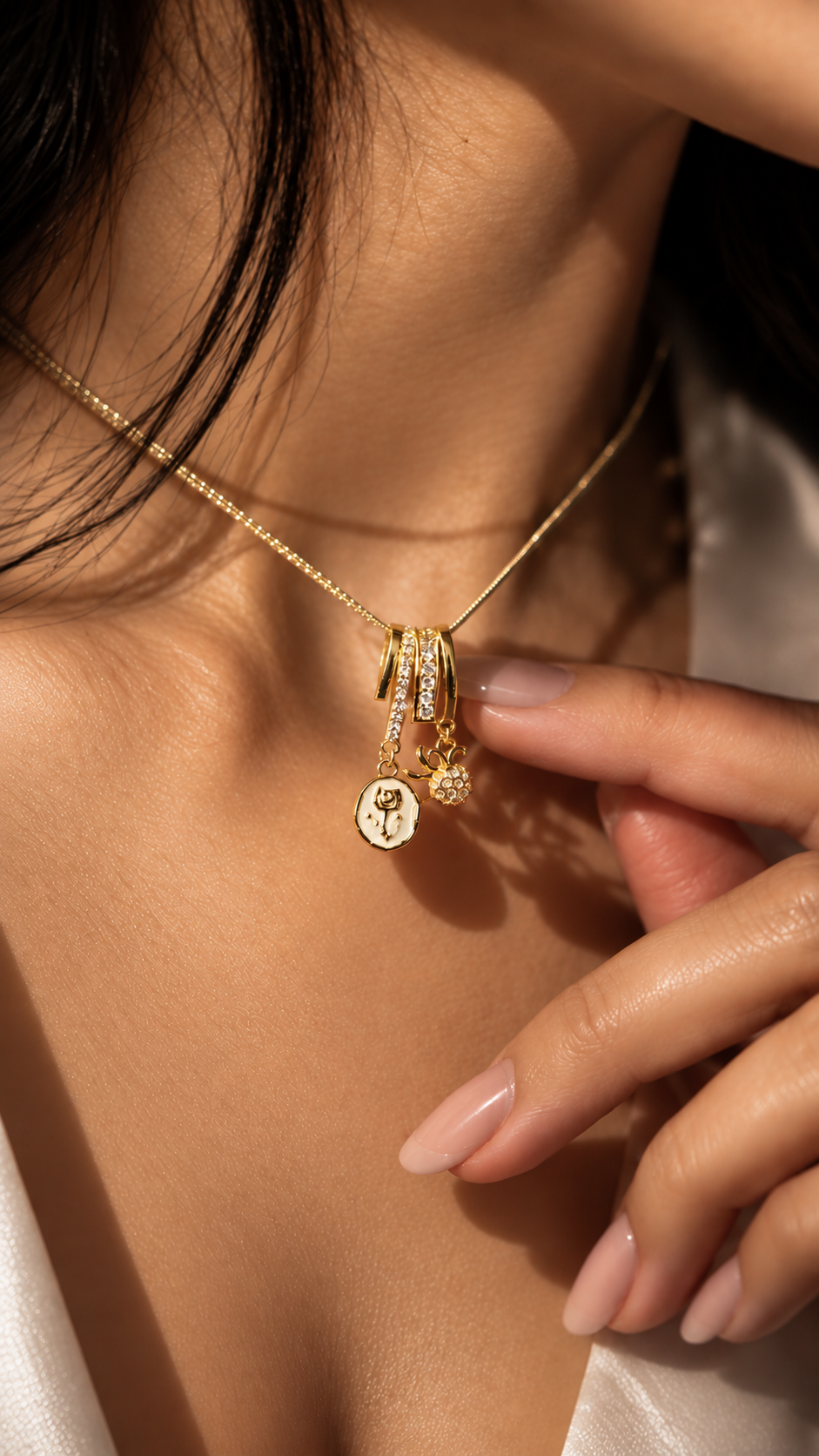 Rose Charm Snake Chain Necklace