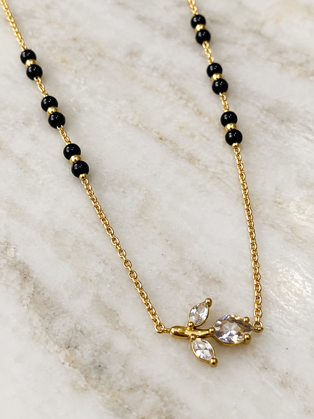 Crystal Leaflet Mangalsutra