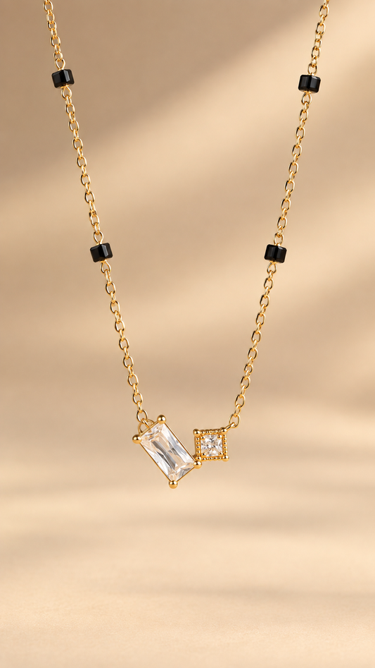 Geometric Duo Crystal Mangalsutra
