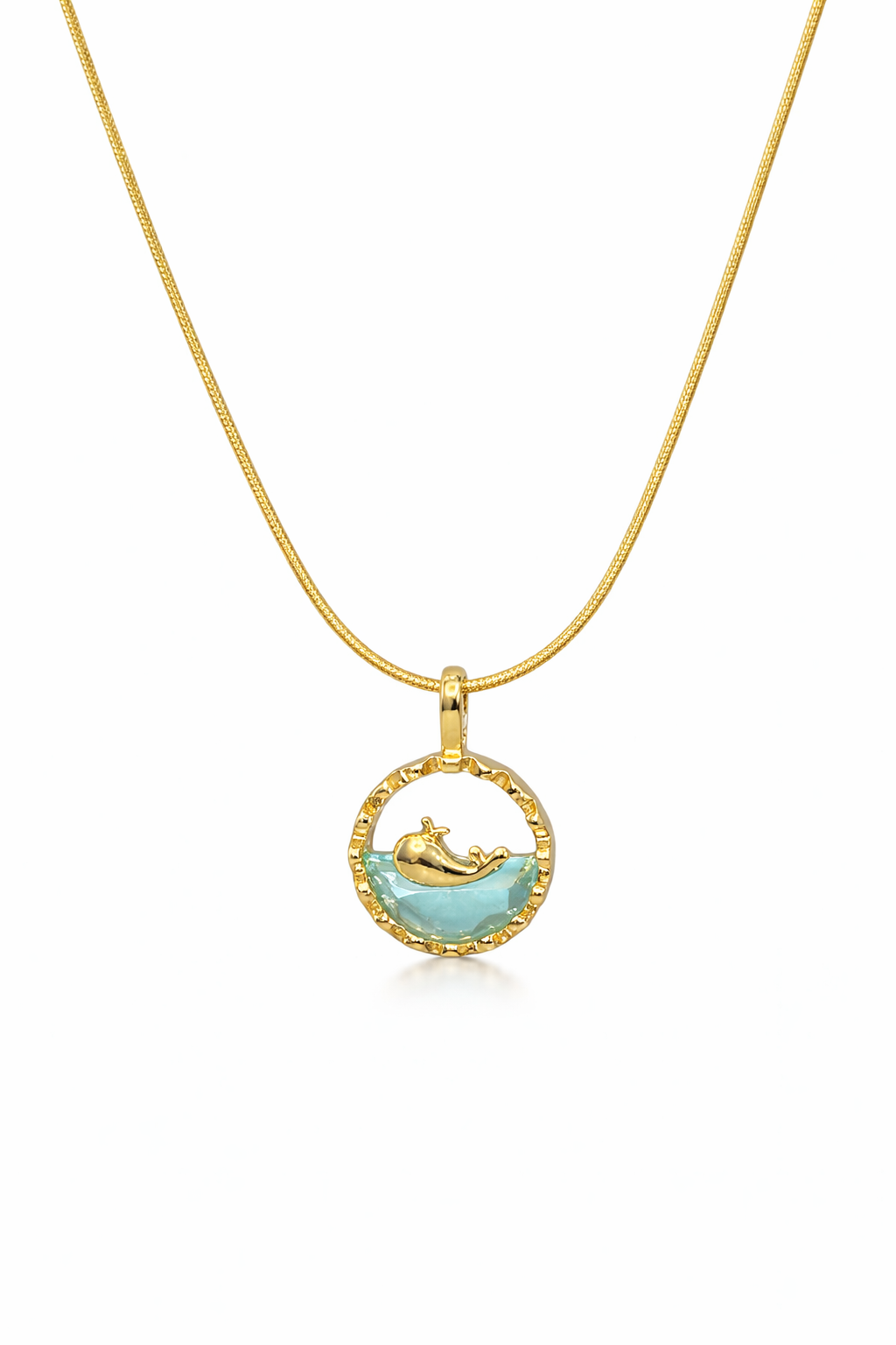 Aqua Dolphin Circle Pendant