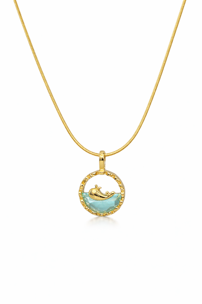 Aqua Dolphin Circle Pendant