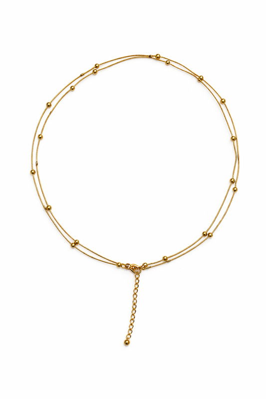 Gold Double Layer Satellite Necklace