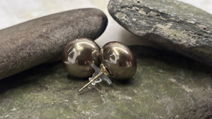 Bronze Pearl Stud Earrings