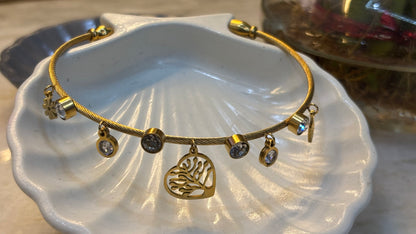 Tree of Life Charm Bangle in Gold