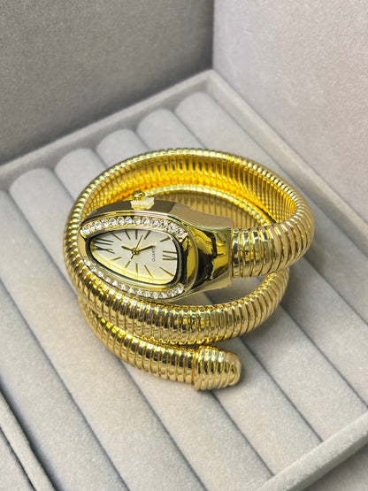 Serpentine Gold Coil Watch Bracelet