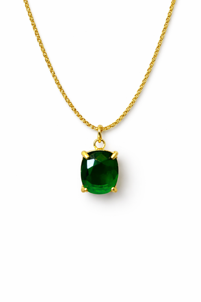 Green Emerald Cushion Pendant