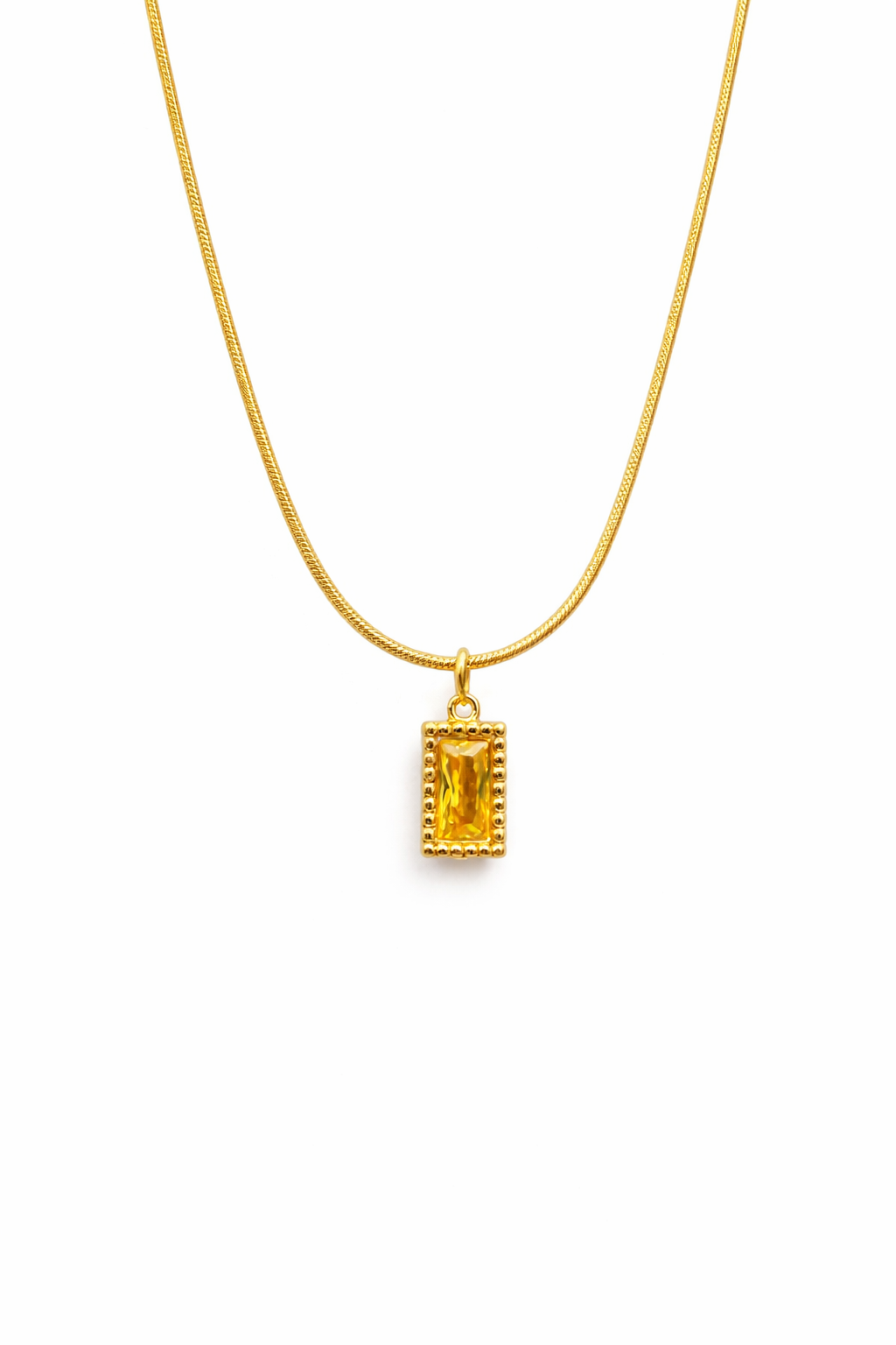 Amber Luxe Rectangle Crystal Gold Pendant