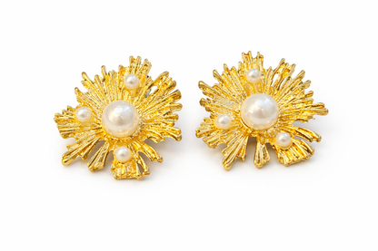 Solara Pearl Sunburst Earrings