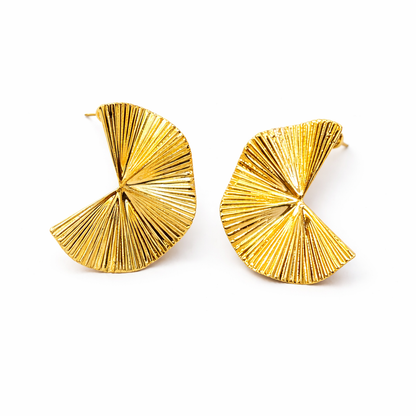 Ripple Wave Gold Earrings