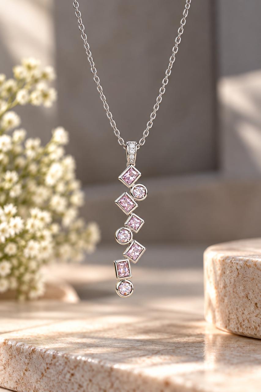Pink Crystal Drop Pendant