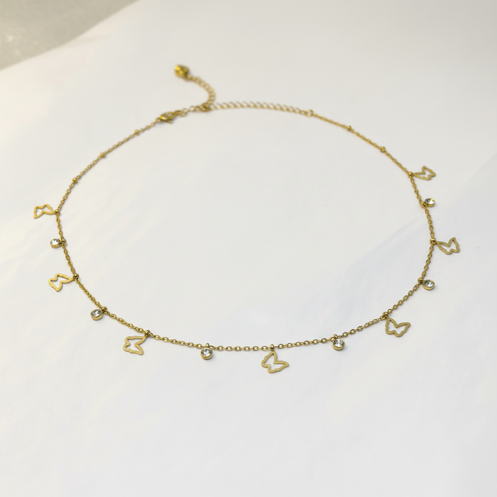 Butterfly Charm Necklace Attractive White Background