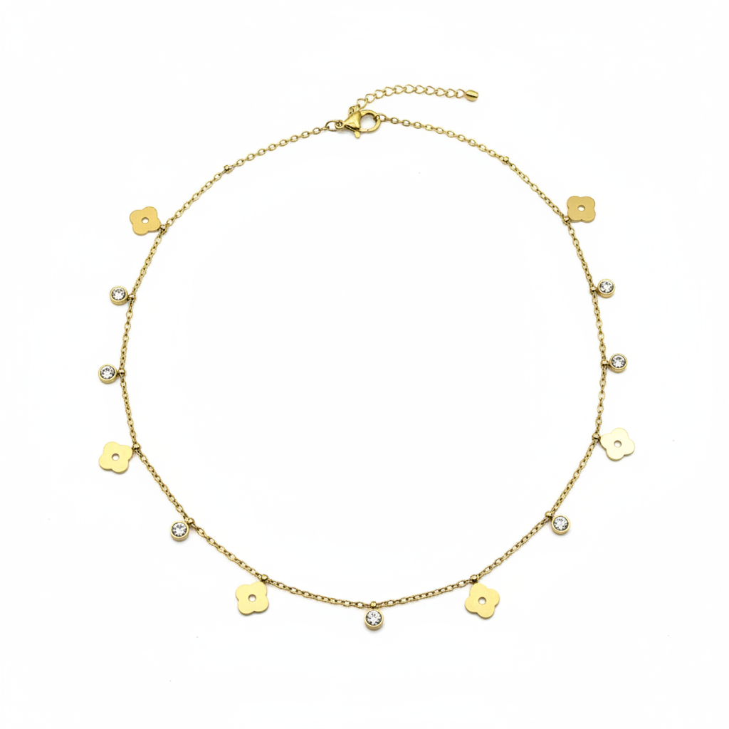 Clover & Crystal Charm Necklace