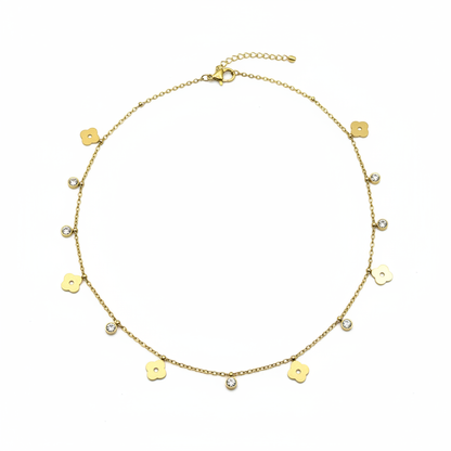 Clover & Crystal Charm Necklace