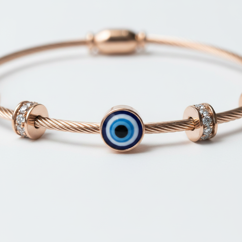 Evil Eye Bangle - Close-up Charm Detail
