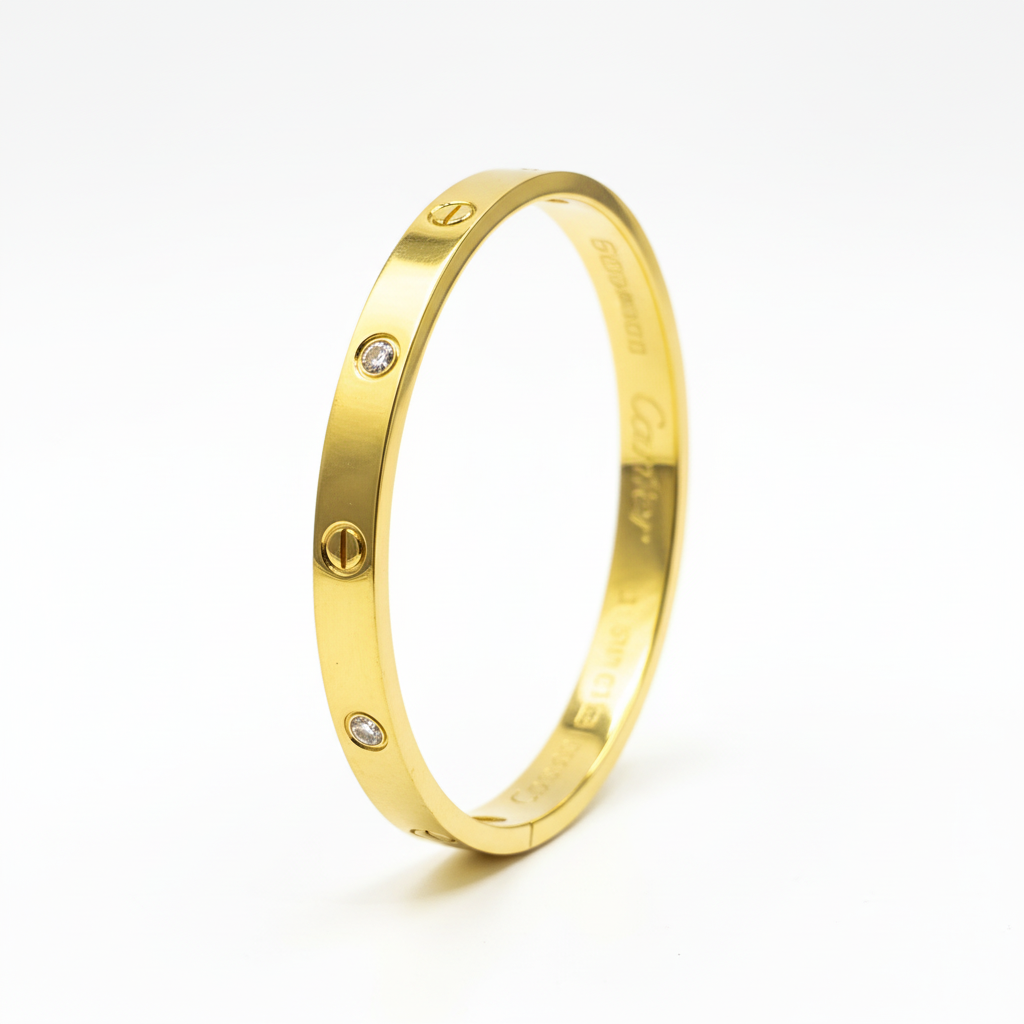 Gold Bangle Side View - White Background