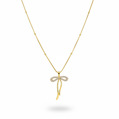 Celestial Bow Pendant Necklace in Gold