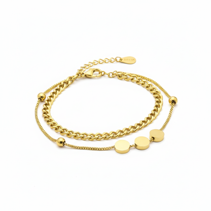 Gold Layered Chain Bracelet - White Background Angled
