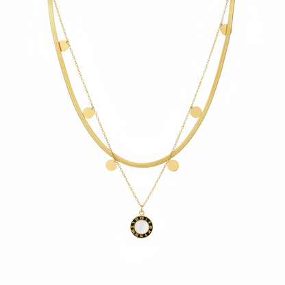 Roman Coin Layered Necklace Set – white background product photography