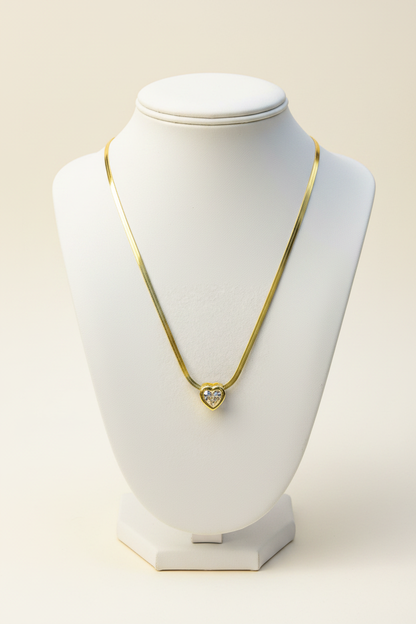 Heart CZ Pendant Necklace - jewelry bust display white background