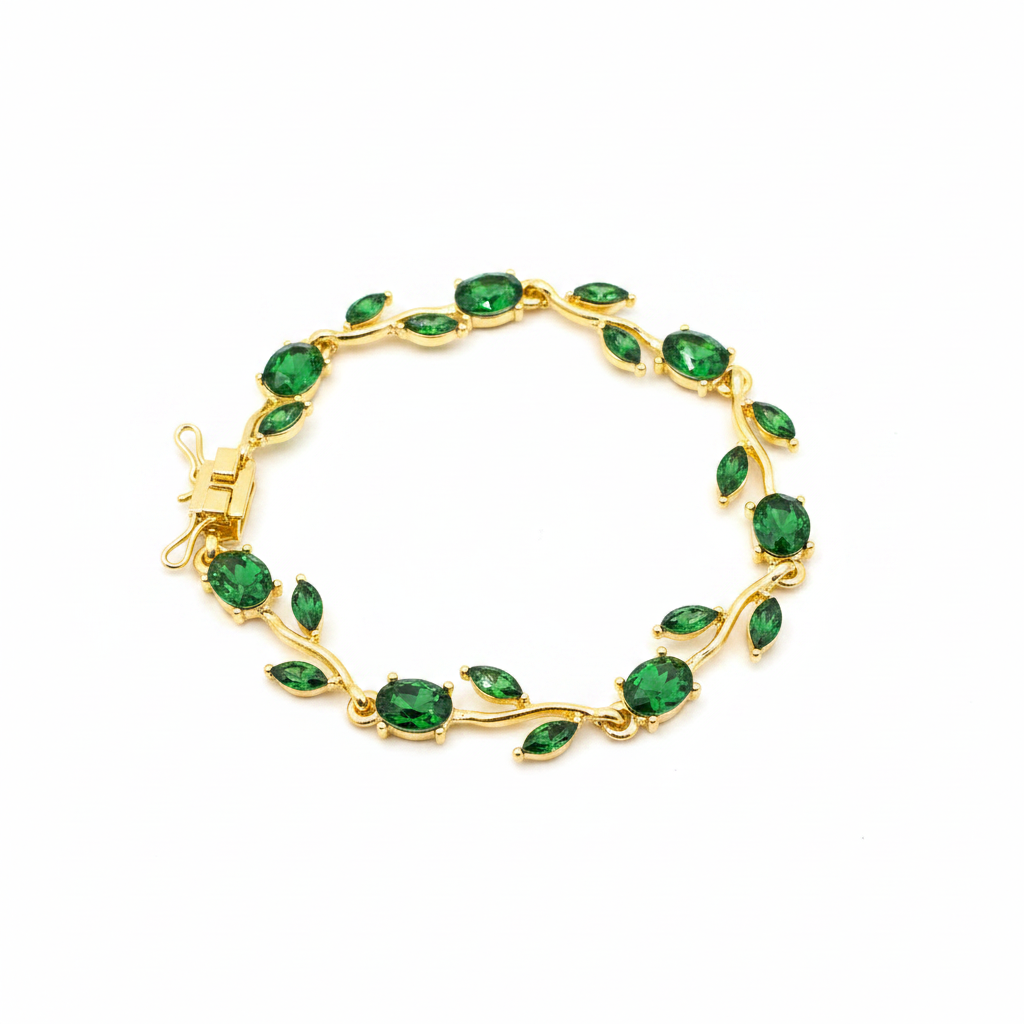 Emerald Vine Bracelet – white background product photography