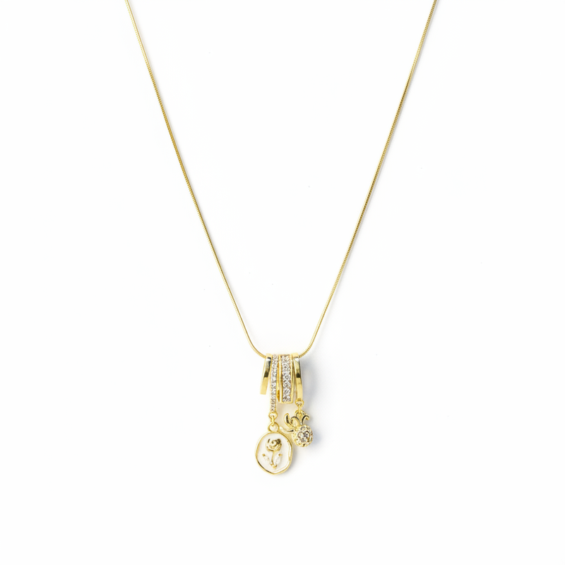 Rose Charm Snake Chain Necklace – white background product photography