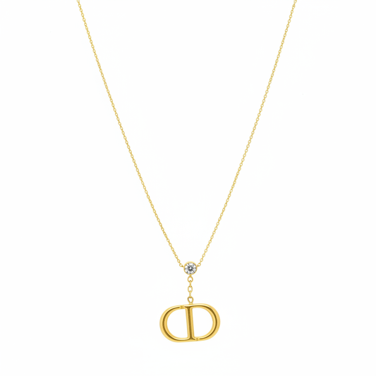 Double Oval Signature Necklace – white background product photography