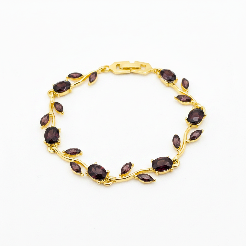 Garnet Tulip Bracelet on pure white background — clean product shot