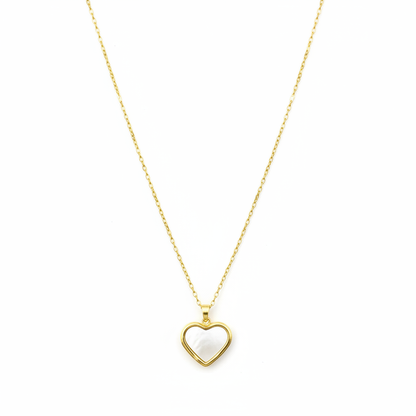 Pearl Heart Locket Necklace – white background product photography