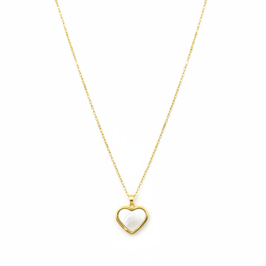 Pearl Heart Locket Necklace – white background product photography