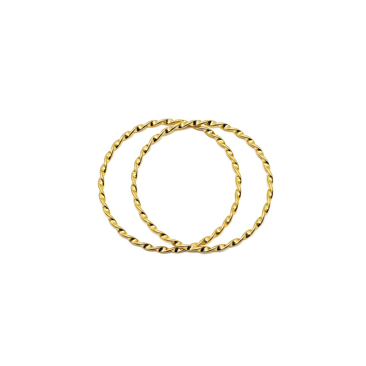 Gold Twisted Rope Bangle Set of 2 - white background listing image
