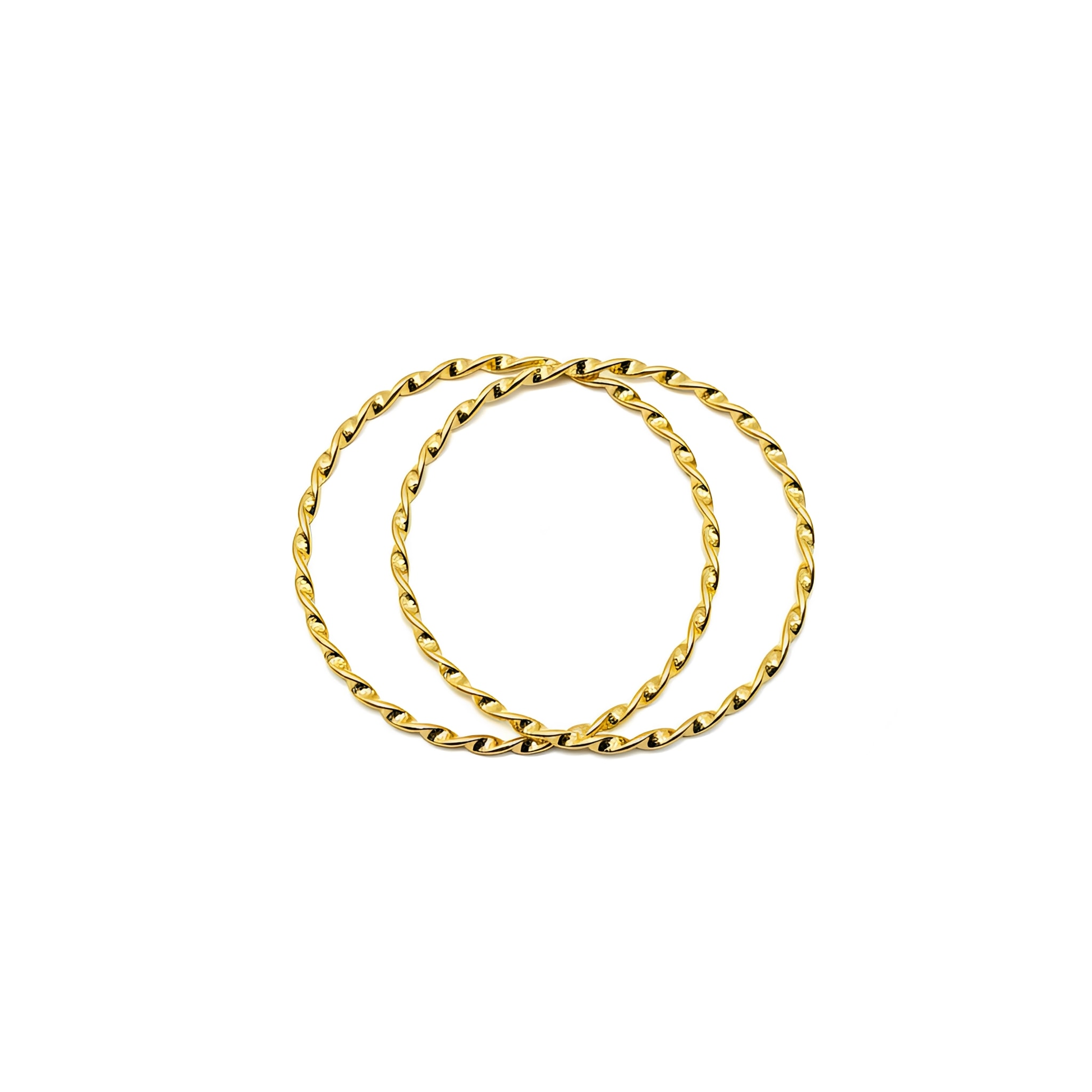 Gold Twisted Rope Bangle Set of 2 - white background listing image