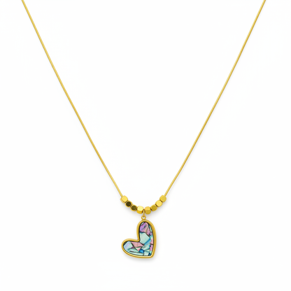 Abalone Heart Pendant Necklace – white background product photography