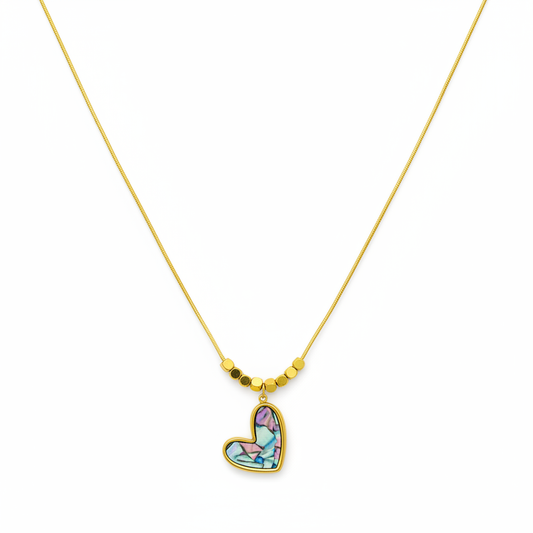 Abalone Heart Pendant Necklace – white background product photography