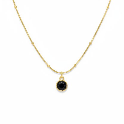 Black Onyx Halo Satellite Necklace – white background product photography