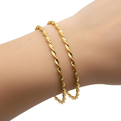 Macro Zoom of Gold Twisted Rope Bangles
