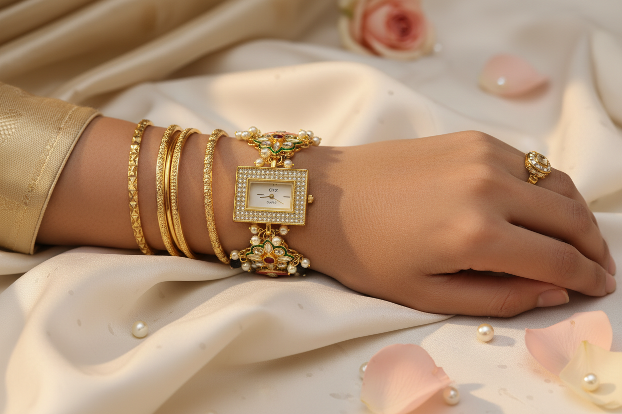 Model wearing full wrist