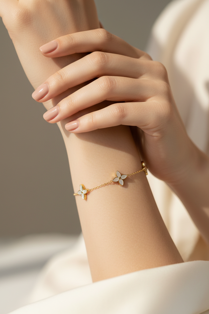 Mother of Pearl Flower Bracelet - Model Shot